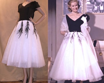 1950s Grace Kelly Dress... from Rear Window... Gorgeous with Tulle Layered Skirt...Choose your Customized Style from Scroll Menu...