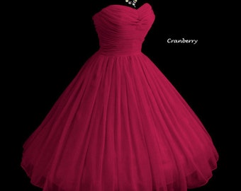 All sizes Custom Vintage 1950's 50s Style Ruched Chiffon Party Prom Dress... Deliciously offered in these Colors...