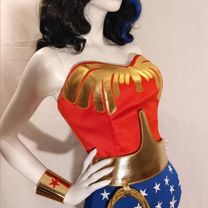 Full Classic Lynda Carter Season 2 Wonder Woman Costume: Emblem Corset, Belt, Tiara, Cuffs and your Choice of Bottoms WITH Cape... image 2