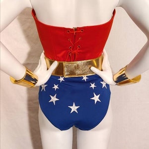 Full Classic Lynda Carter Season 2 Wonder Woman Costume: Emblem Corset, Belt, Tiara, Cuffs and your Choice of Bottoms WITH Cape... image 4