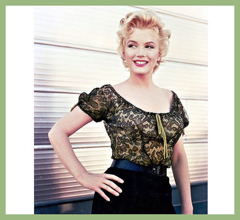 sizeup to 40 bust Custom reg Reg size 1955 Marilyn Lace Peasant Gypsy Blouse Top from the Movie: Bus Stop..
