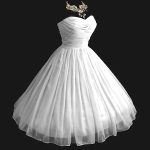 PLUS SZ...Custom Vintage 1950's 50s Style Pleated Chiffon Strapless Dress... Party / Prom / Wedding... in these Delicious Colors and more...