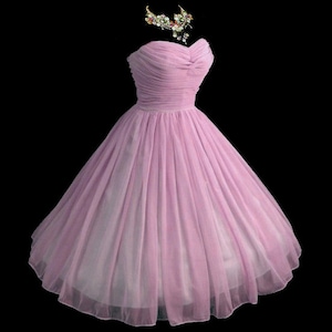Elegant Strapless Chiffon Confection! Fully Corseted Flattering Delicate Pleated bodice with Sweetheart Neckline in your choice of Color