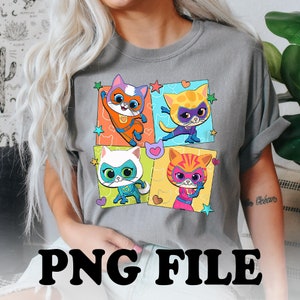 Super Kitties Png, Super Cat T-Shirt Design, Kitties Png, Cute Fantastic cat, Super Kittie Buddy,Bitsy Ginny Sparks Hero Png
