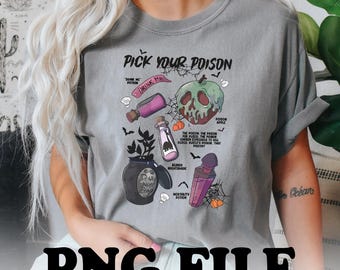Vintage Pick Your Poison Halloween Png, Land Villain Halloween Png, Villains Png, Magic world Png, Halloween Retro Png