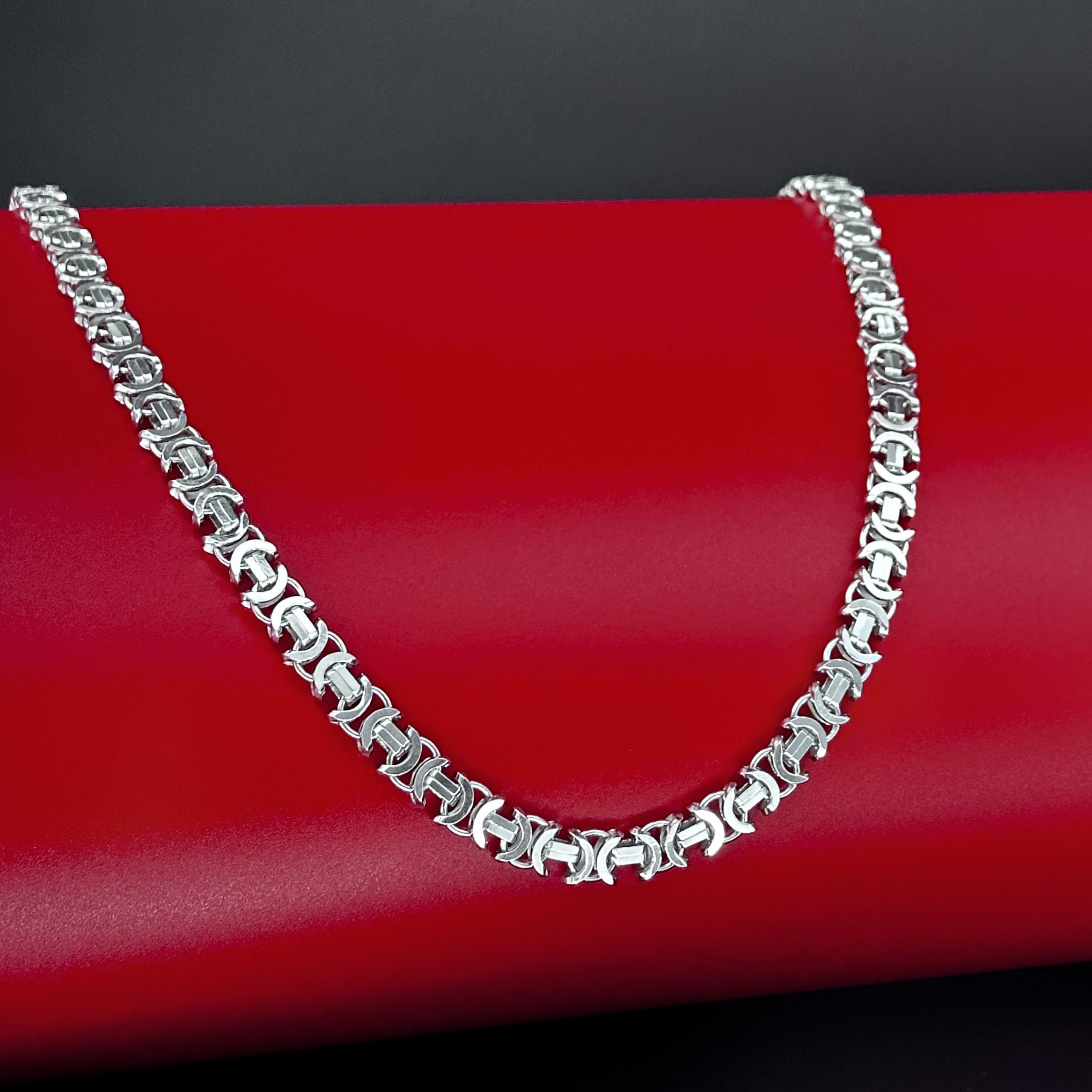 Croce Collana A Catena Bizantina In Argento Sterling 925 Massiccio - Uomo, Tutte Le Misure Argento 925