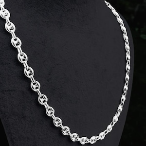 925 Sterling Silver Mariner Puffed Chain, Italian Pendant Chain Necklace Women Men, Birthday Anniversary Gifts Jewelry Her Him Dad Mum Wife