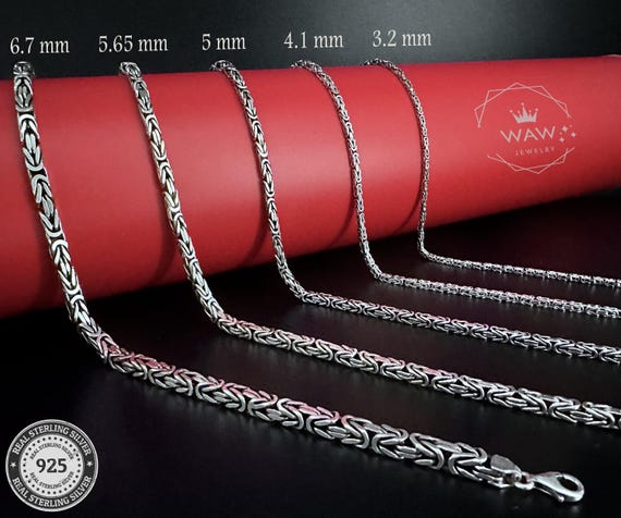 925 スターリングシルバー ビザンチン チェーン ネックレス、シルバー