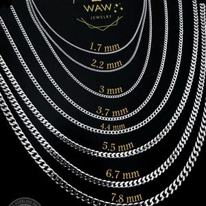 925 Sterling Silver Curb Necklace Chain, Silver Cuba Link Chain Necklace, Mens Necklace Necklaces For Women Silver Chain Gift For Him