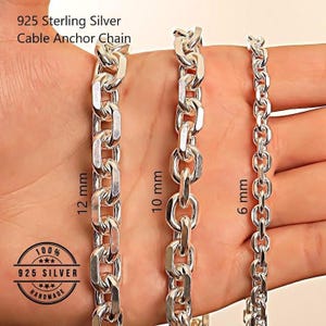 925 Sterling Silver Very Thick  Anchor Chain, Italian Thick Cable Necklace Men, Birthday Anniversary Gifts Oxidized Silver Necklace for Him