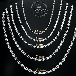 925 Sterling Silver Mariner Puffed Chain, Italian Pendant Chain Necklace Women Men, Birthday Anniversary Gifts Jewelry Her Him Dad Mum Wife