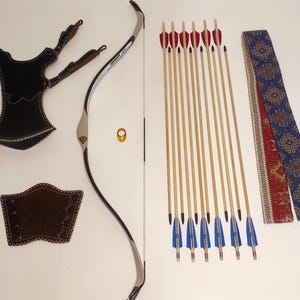 Turkish Archery Bow Set: Beginner Training, Arrows, Quiver, Thumbring