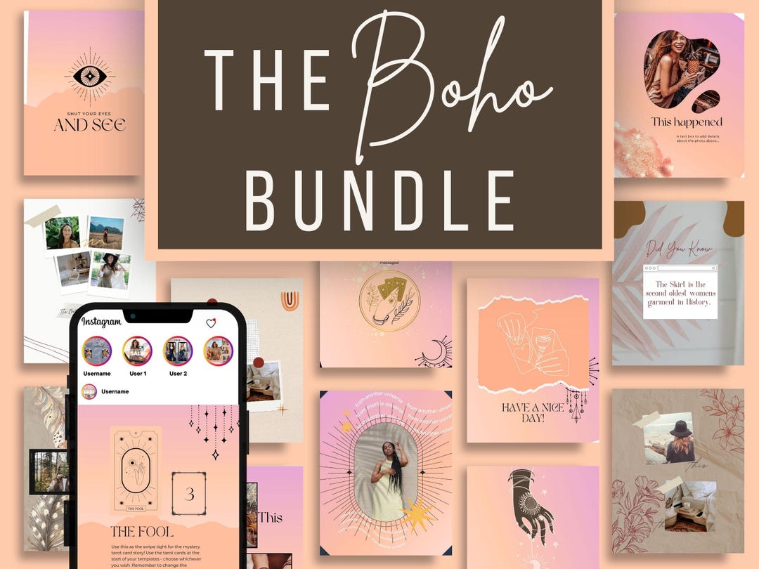 Boho Instagram Post Templates: Neutral Social Media Bundle (canva) - Etsy