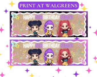 Banner de cumpleaños personalizado de demonio Kpop - Descarga digital - Imprímelo en Walgreens