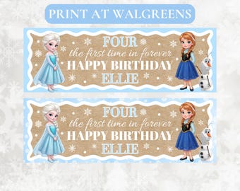 Banner personalizado de la Princesa Helada para el 4.º cumpleaños - Descarga digital - Imprime en Walgreens