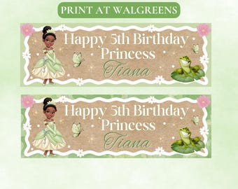 Pancarta de cumpleaños personalizada inspirada en la princesa Tiana - Descarga digital - Imprime en Walgreens