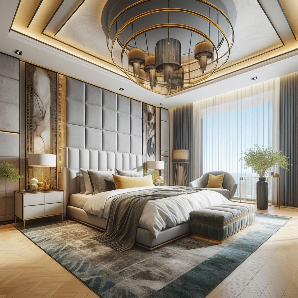 Picture of Luxurious Upholstered Headboard With Tufted Panels Modern Bedroom Decor ...