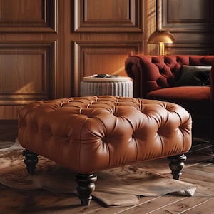 Luxury Tufted Ottoman | Square Upholstered Footstool | Handmade Accent Seat | Elegant Interiors | Free Delivery – No Customs Fees