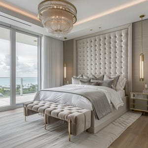 Tall Tufted Headboard | Luxury Handmade Bed Panel for Coastal Interiors | Adjustable Bed | Free Delivery – No Customs Fees