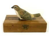 Vintage Thin Wood Box - Green Felt Lining, Brass Latch and Hinges