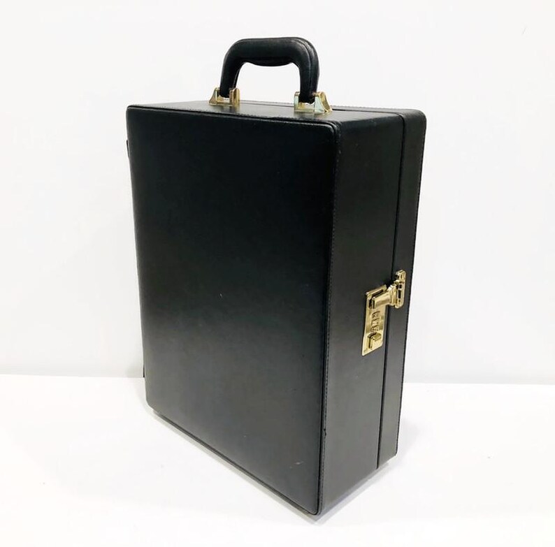 Black Travel Bar Three Bottle Holder, Faux Leather Case, Dove Gray