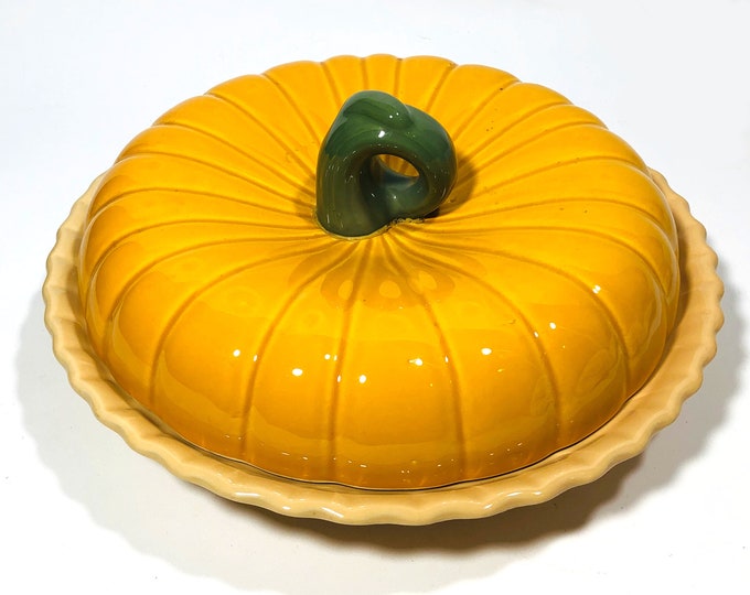 Vintage Ceramic Pie Keeper With Lid Pumpkin Pie Pumpkin Lid Etsy