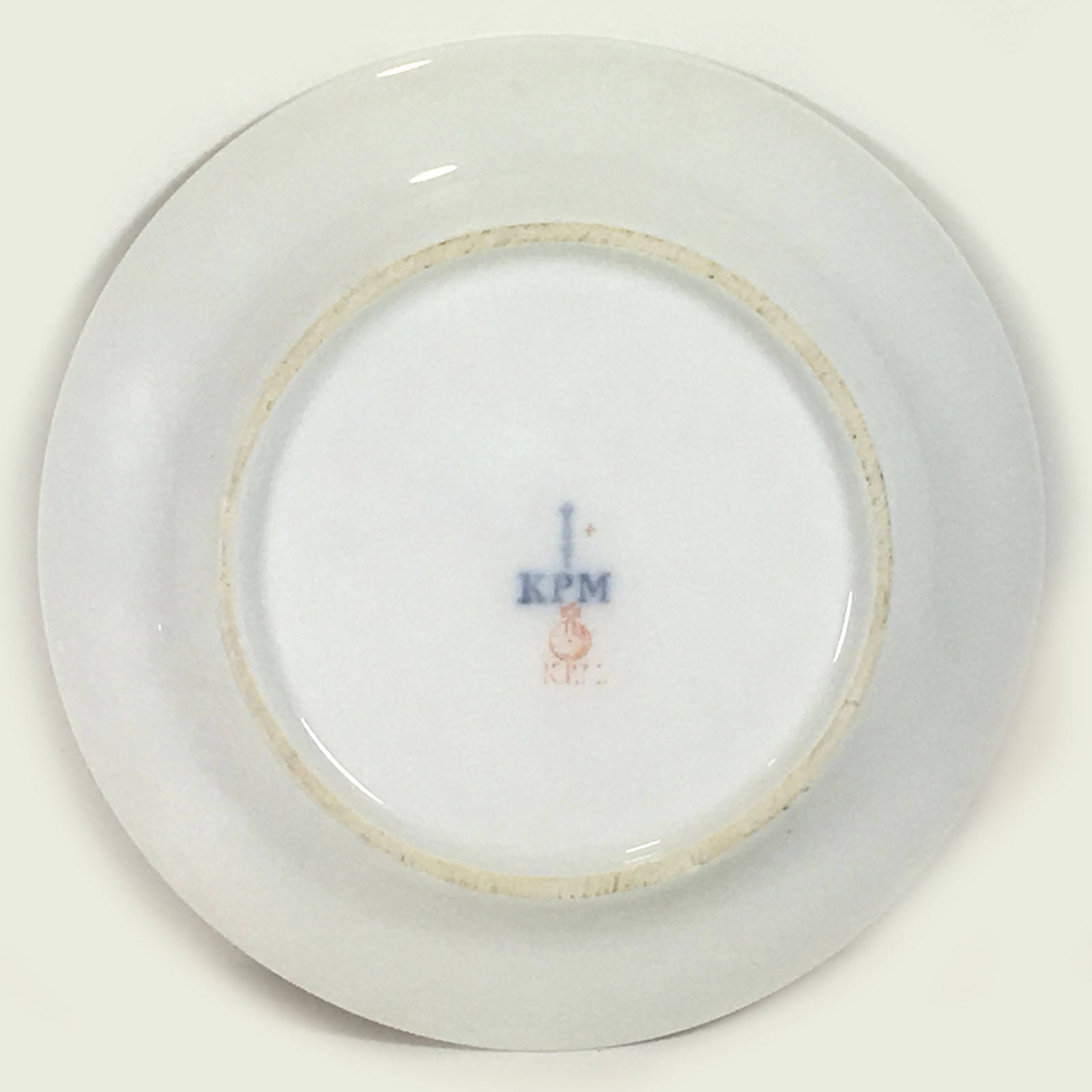 Antique KPM Small Plate, Hand-painted Landscape in Center, Gold