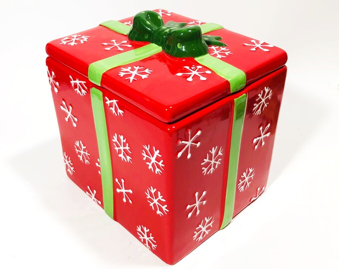 Vintage Red Christmas Present Cookie Jar Christmas Theme Red With Vintage Red Christmas Present Cookie Jar Christmas Theme Red With