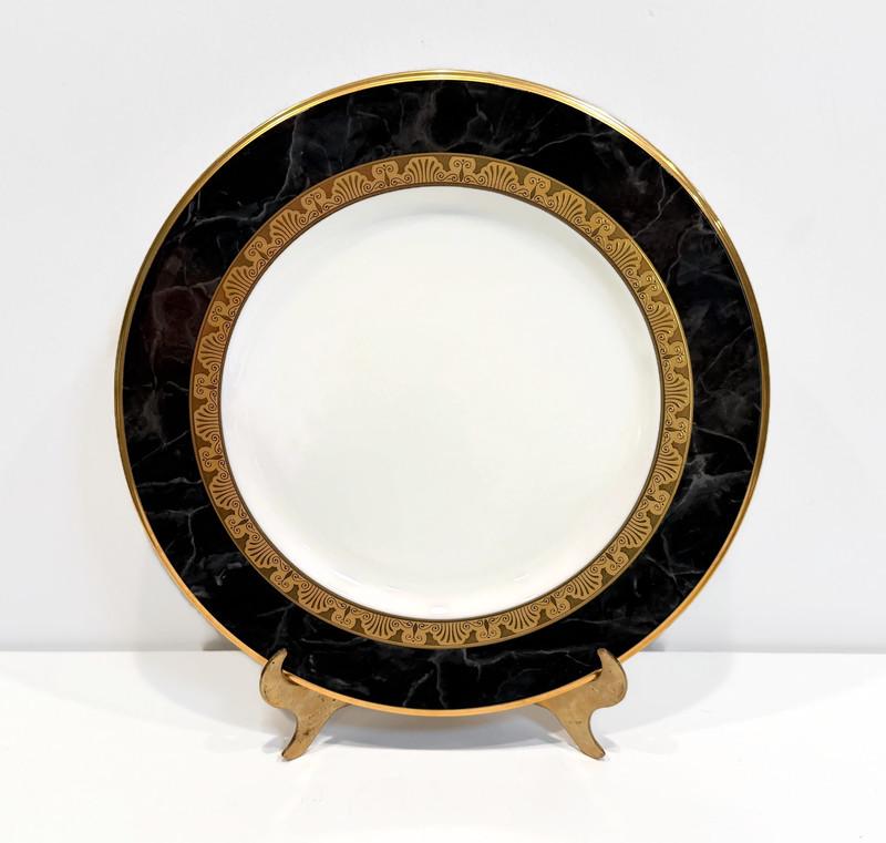 NORITAKE OPULENCE 22cmプレート2枚　　② Noritake Opulence China, Black Marble Border, Gold Encrusted Band