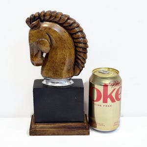 Vintage Horse Head, Stylized Horse Portrait, Square Black Base