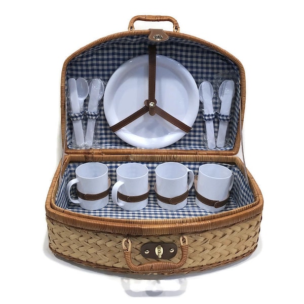 Plaid Picnic Basket Etsy