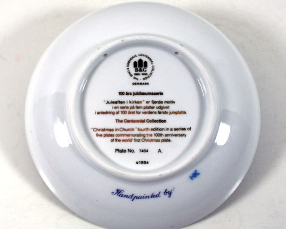 Vintage B&G Plate Centennial Collection, christmas in the Church 
