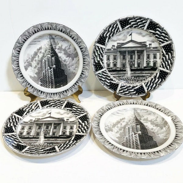 Vintage Salad Plate - by 222 Fifth "Slice of Life - Empire State Building" and "The White House", (3 of each Available)
