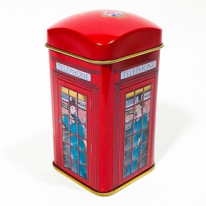 Vintage Tin Bank - London Phone Booth, British Red Telephone Booth, Telephone Kiosk