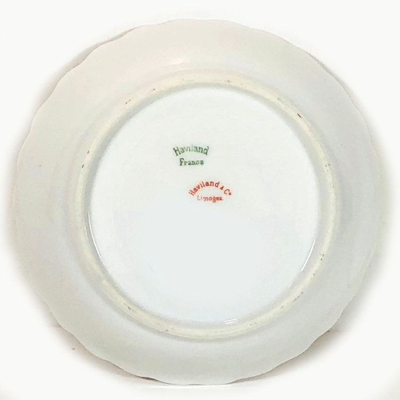 Antique Haviland /& Co Scalloped Rim Double Wavy Gold Border Fruit Dessert Bowl French 1900/'s Pink and Yellow Roses