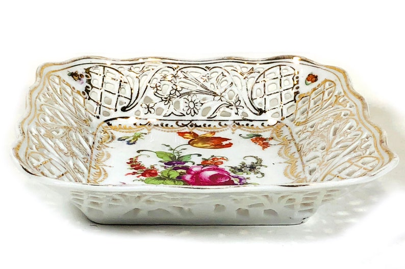 Bavaria By C S Vintage China Small Serving Bowl Floral Center Gold Trim Pierced Lattice Patterns Dining Serving Home Living Vadel Com