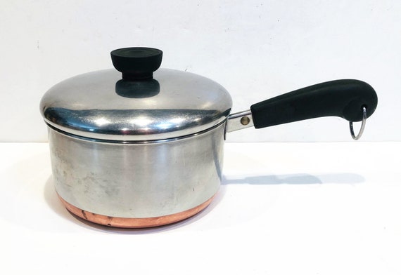 Vintage Revere Ware Copper Bottomed Lidded Pot, 1.5 Quart Capacity