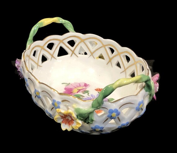 ドレスデン Carl Thieme ピアスドバスケット Dresden Porcelain