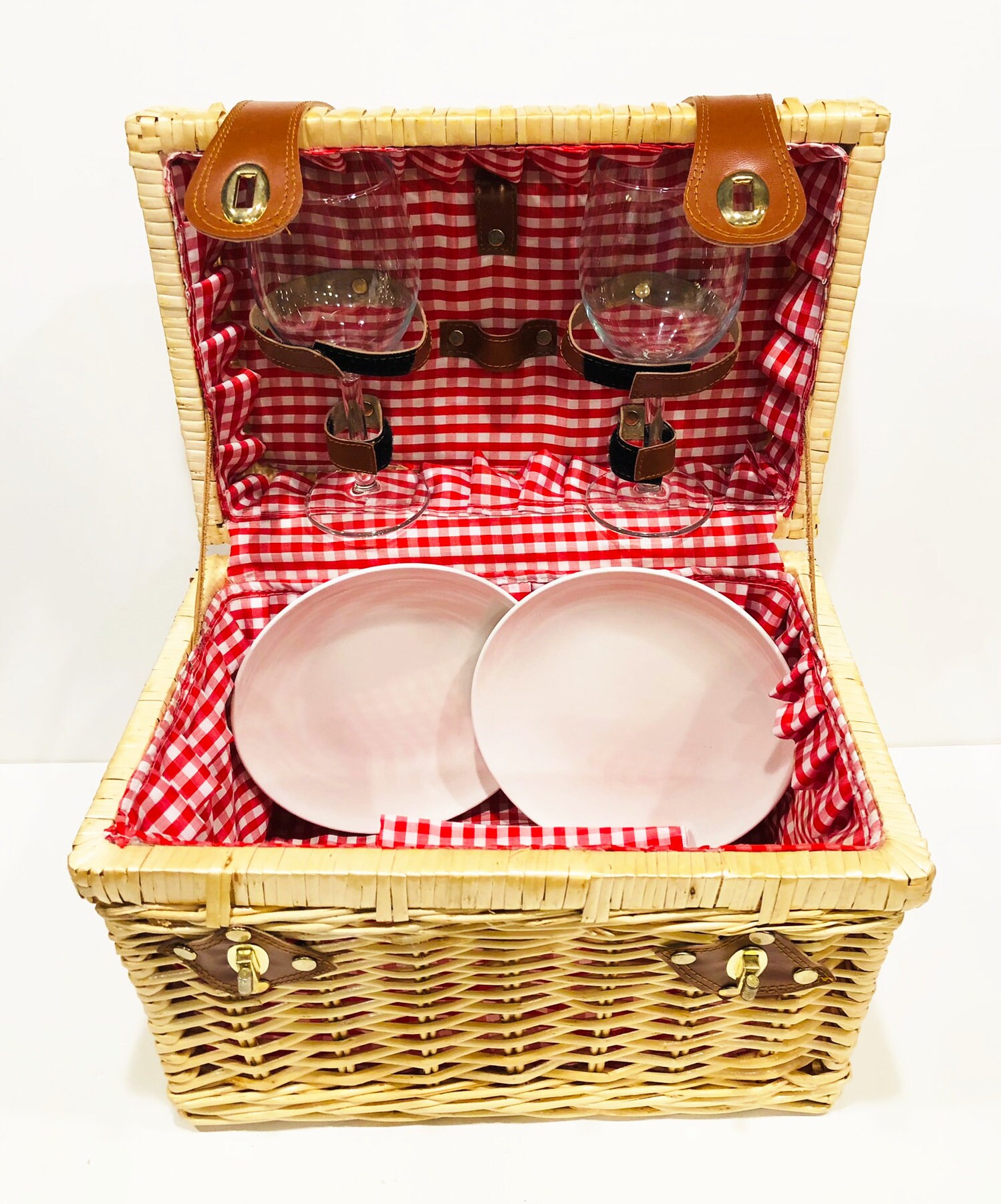 Vintage Woven Wicker Basket With Domed/hinged Lid, Faux Leather