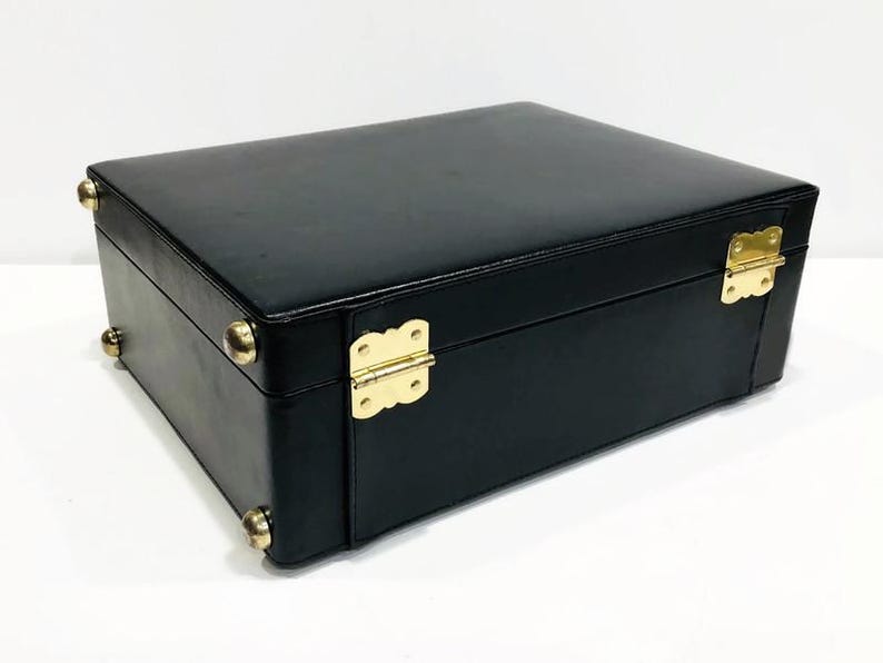 Black Travel Bar Three Bottle Holder, Faux Leather Case, Dove Gray