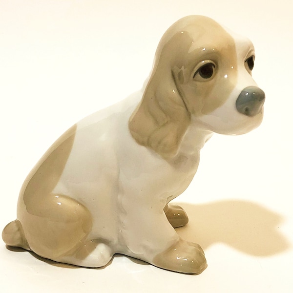 Vintage Seated Dog/Puppy Figurine, by Porelanas Miguel Requena Figurines, Valencia, Spain