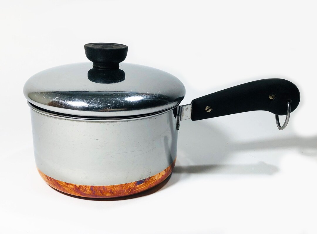 Vintage Revereware Copper Bottomed Lidded Pot 4 Cup 1 Quart Etsy