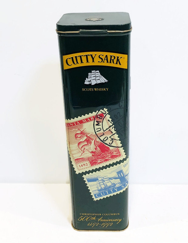 Vintage Cutty Sark Scots Whisky Tin, Decorated Tin, Forest Green