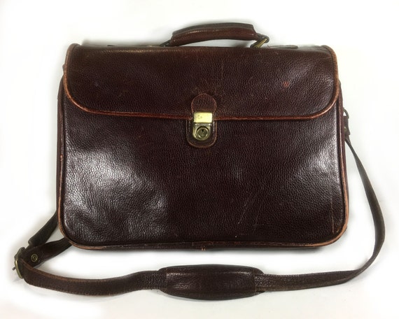 Vintage Maroon Leather Attache/Satchel Original Carrying | Etsy