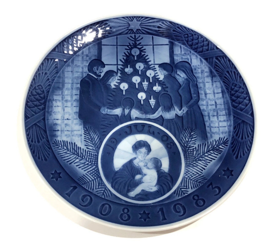 Vintage Royal Copenhagen 75th Anniversary Christmas Plate, 1908 to