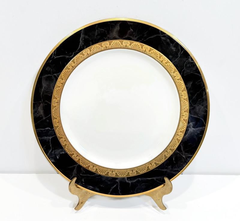 Noritake Opulence China, Black Marble Border, Gold Encrusted Band