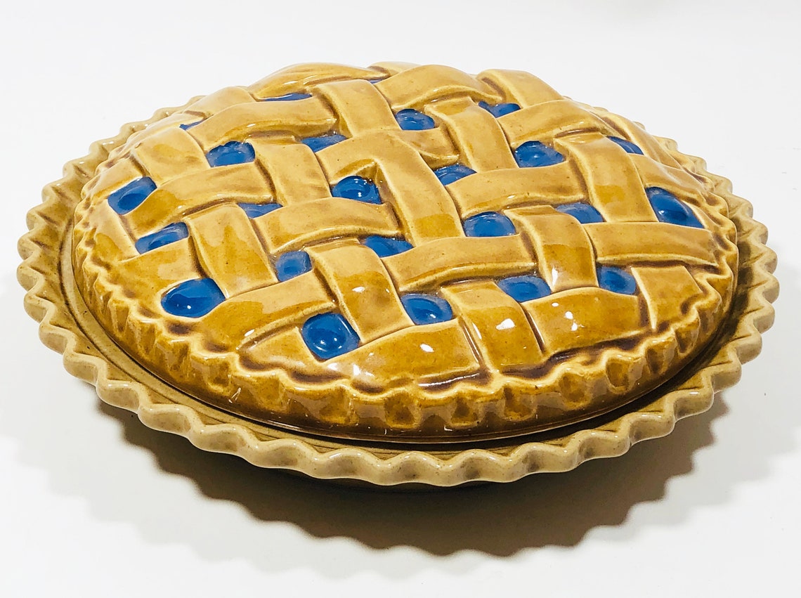 Vintage Ceramic Pie Keeper with Lid Blueberry Pie Realistic Etsy