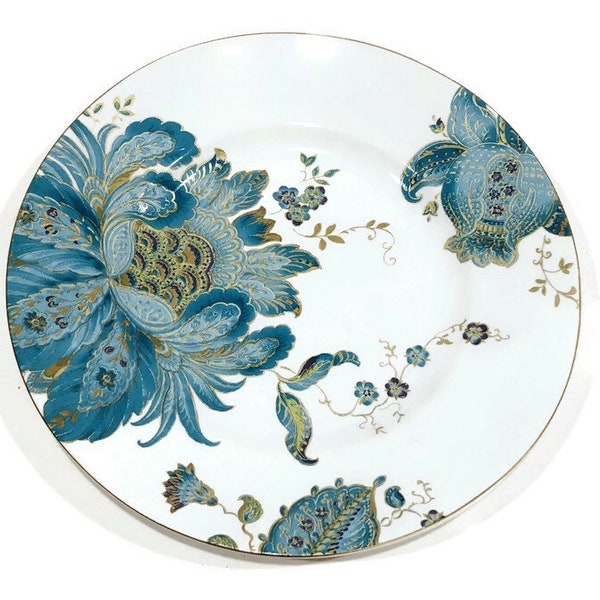 Salad Plate-  "Eliza -Teal", by 222 Fifth, Asymmetrical Paisley Design (4 Available)
