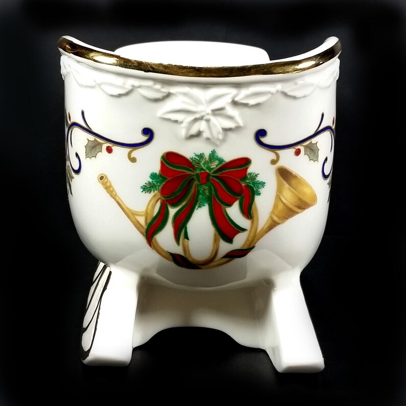 KT410 Christmas Serving Christmas Decor Vintage Mikasa Holly Sleigh Centerpiece Bowl