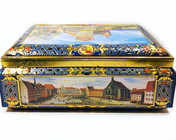 Vintage Extra Large German Christmas Cookie Tin Metal Trunk - Etsy